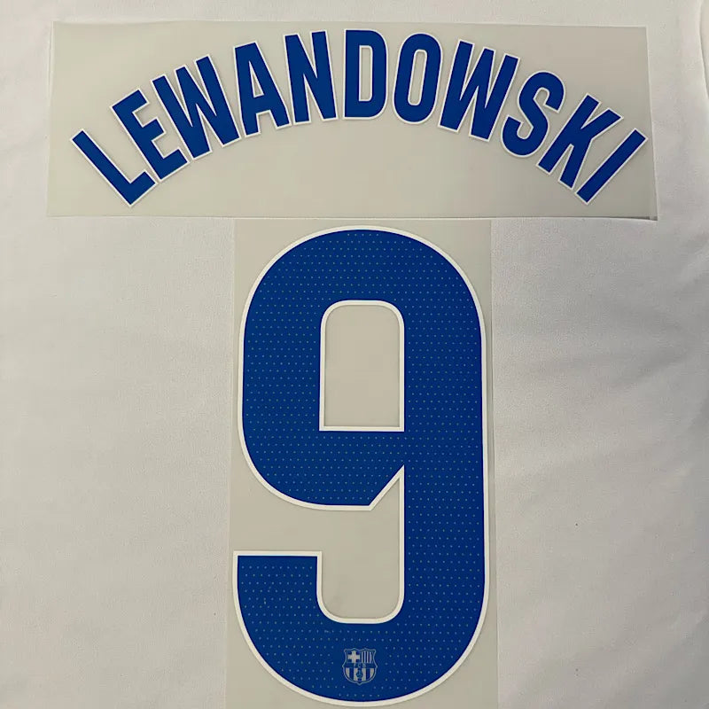 Barcelona 2023/24 Away Lewandowski #9 Jersey Name Set
