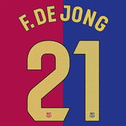 Barcelona 2024/25 Home F. DE. JONG #21 Official Name Set
