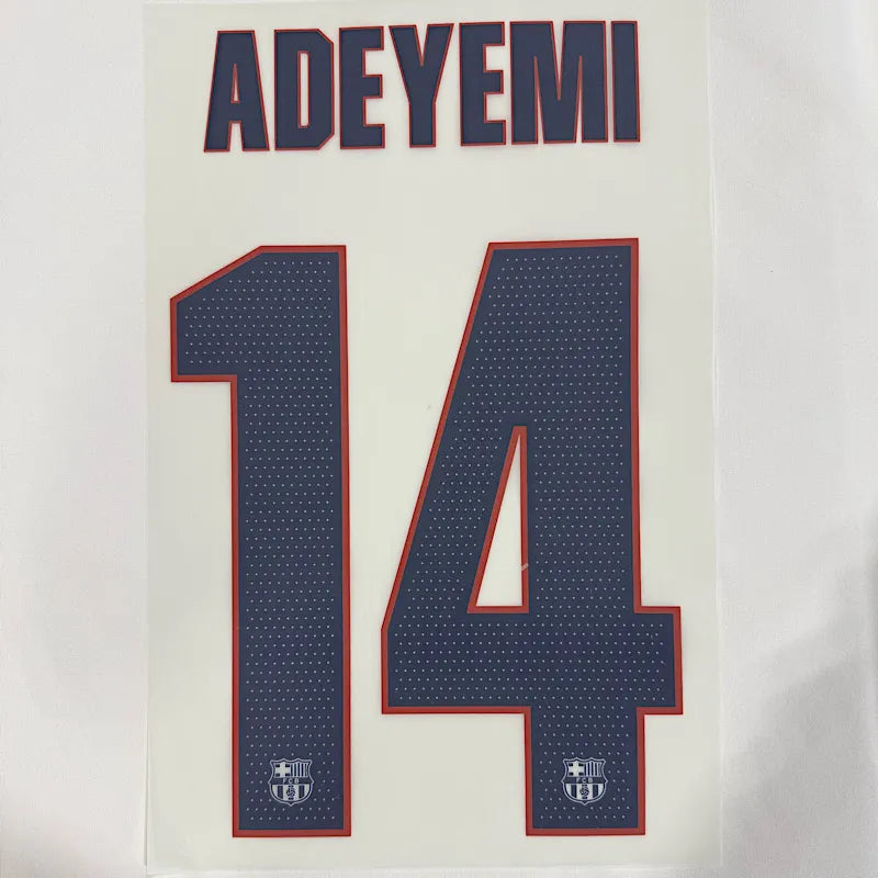 Barcelona 2026/27 Third ADEYEMI #14 Official Name Set (UCL Version)