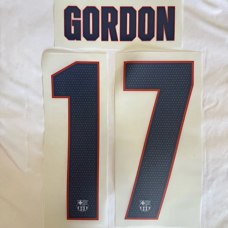 Barcelona 2026/27 Third Gordon #17 Official Name Set (UCL Version)