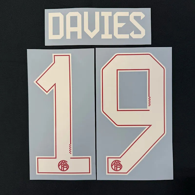 Bayern Munich 2025/26 Third DAVIES #19 Official Name Set (CL Version)