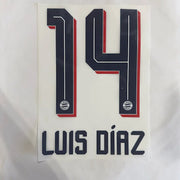 Bayern Munich 2026/27 Away Luis Diaz #14 Official Name Set