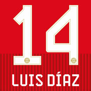 Bayern Munich 2026/27 Home Luis Diaz #14 Youth Official Name Set