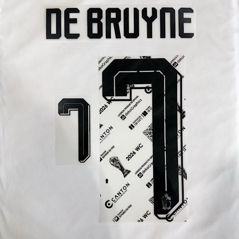 Belgium 2026- Away DE BRUYNE #7 Official Name Set