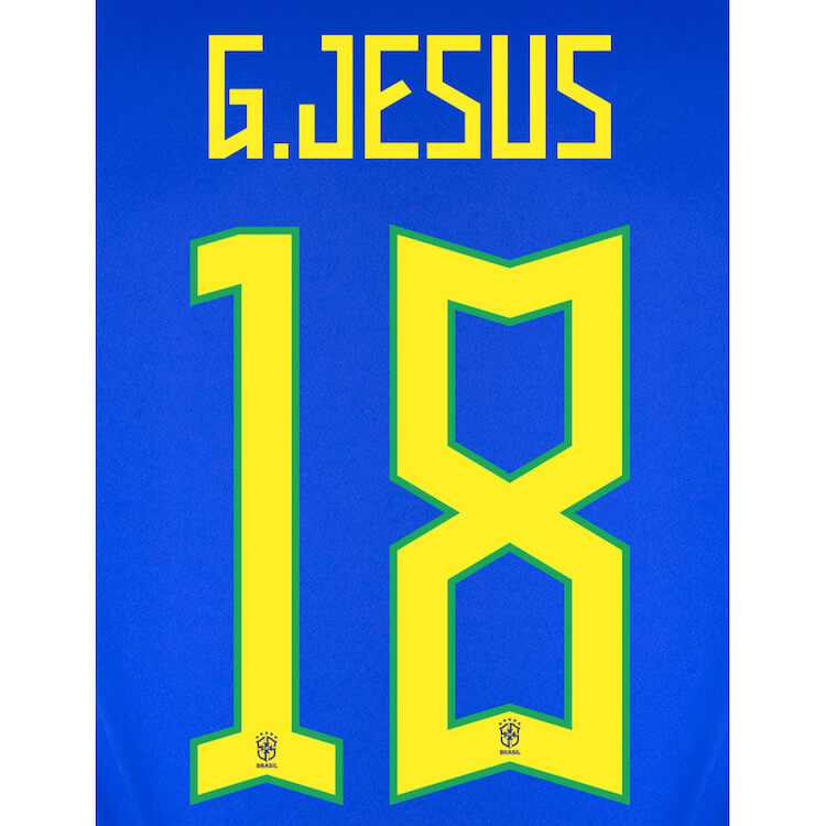 Brazil 2022-23 Away G. Jesus #18 Jersey Name Set (Back)