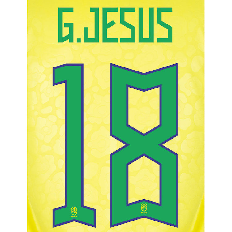 Brazil 2022-23 Home G. Jesus #18 Jersey Name Set (Back)