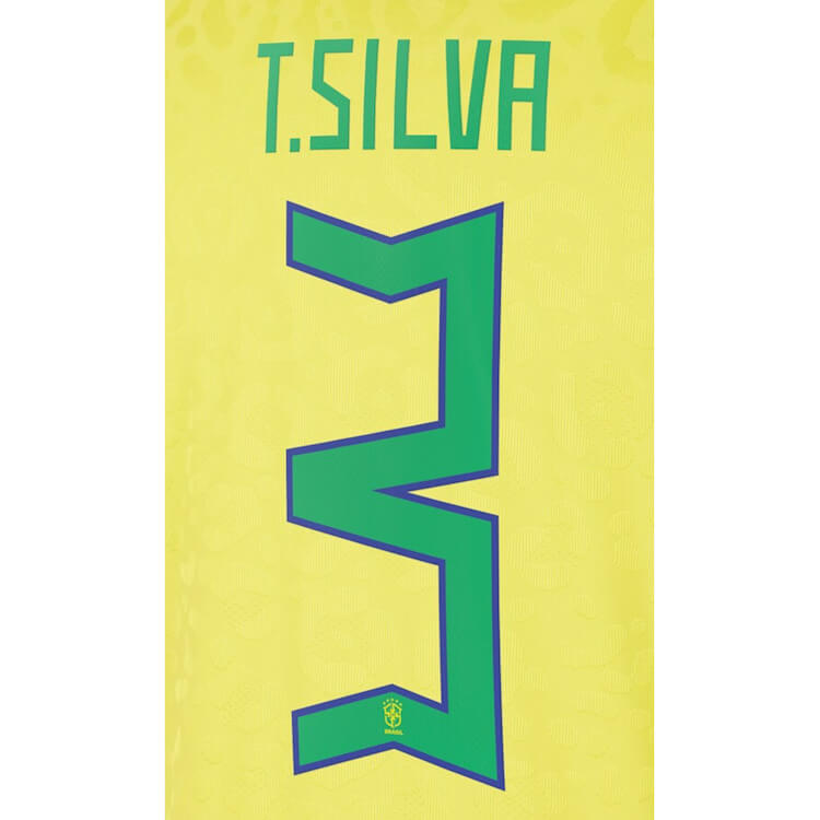 Brazil 2022-23 Home T. Silva #3 Jersey Name Set (Back)