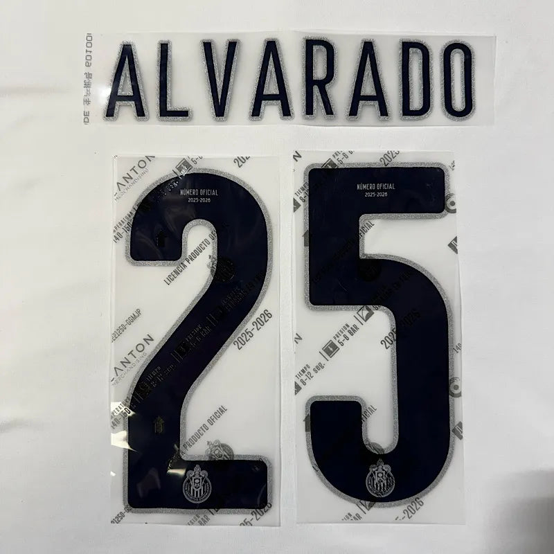 Chivas 2025/26 Home ALVARADO #25 Official Name Set
