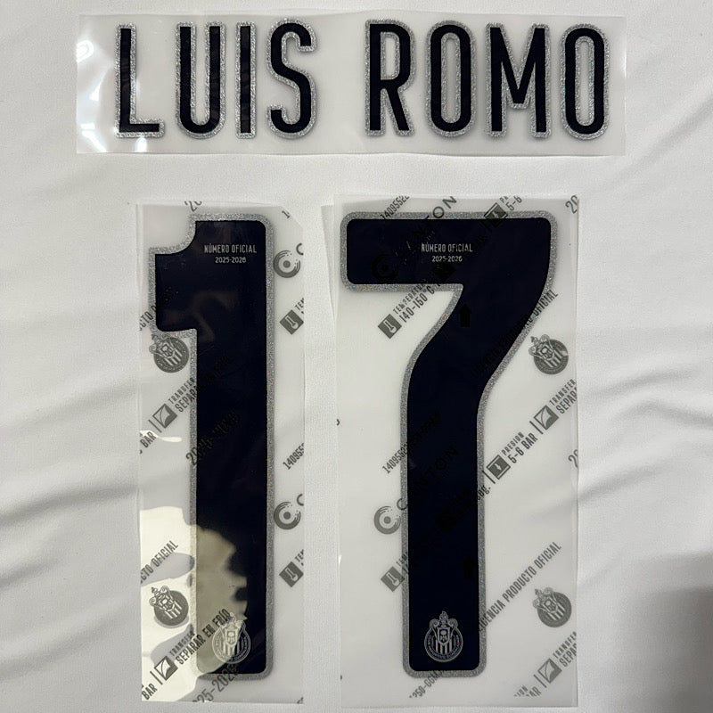 Chivas 2025/26 Home LUIS ROMO #17 Official Name Set