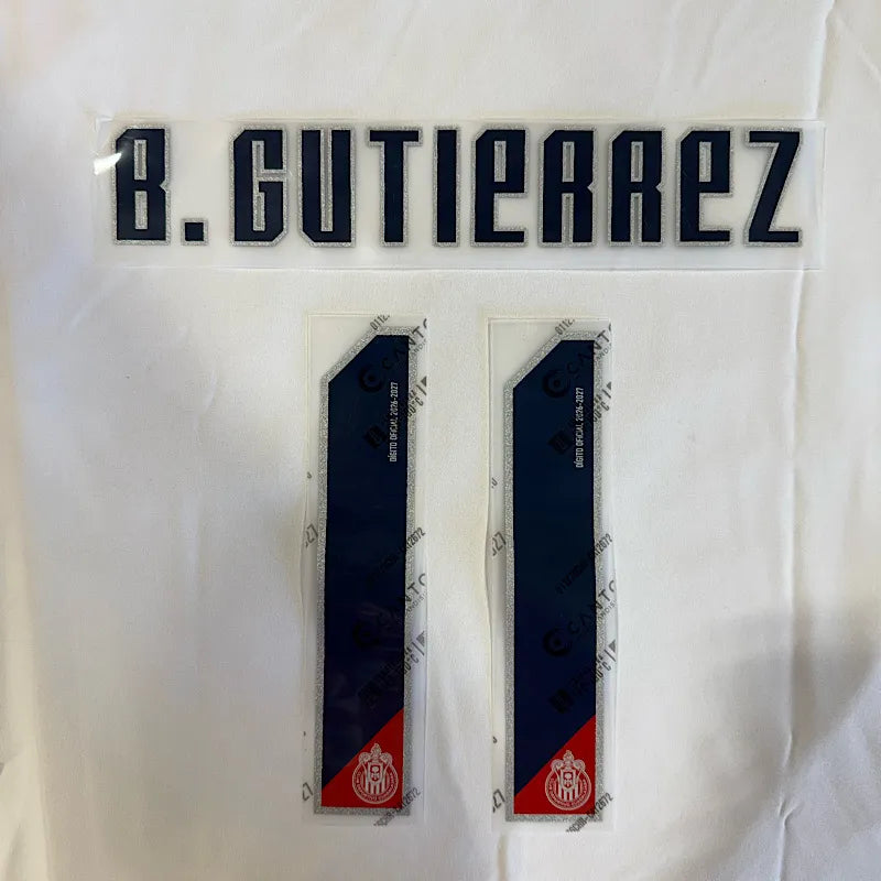 Chivas 2026/27 Home B. GUTIERREZ #11 Official Name Set