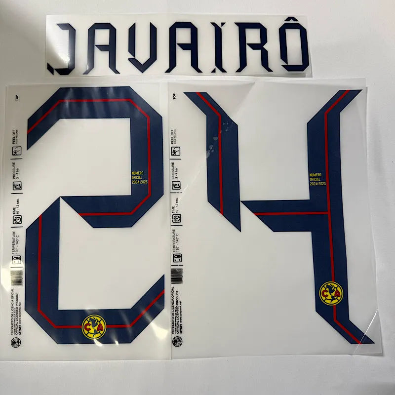 Club America 2024-25 Home JAVAIRO #24 Official Name Set