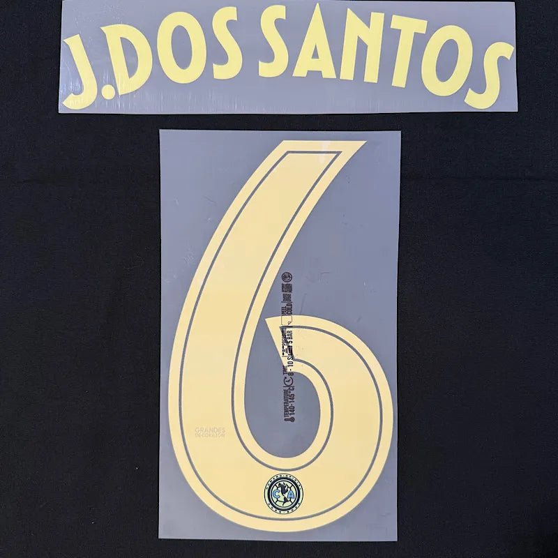 Club America 2025-26 Away J. DOS SANTOS #6 Official Name Set