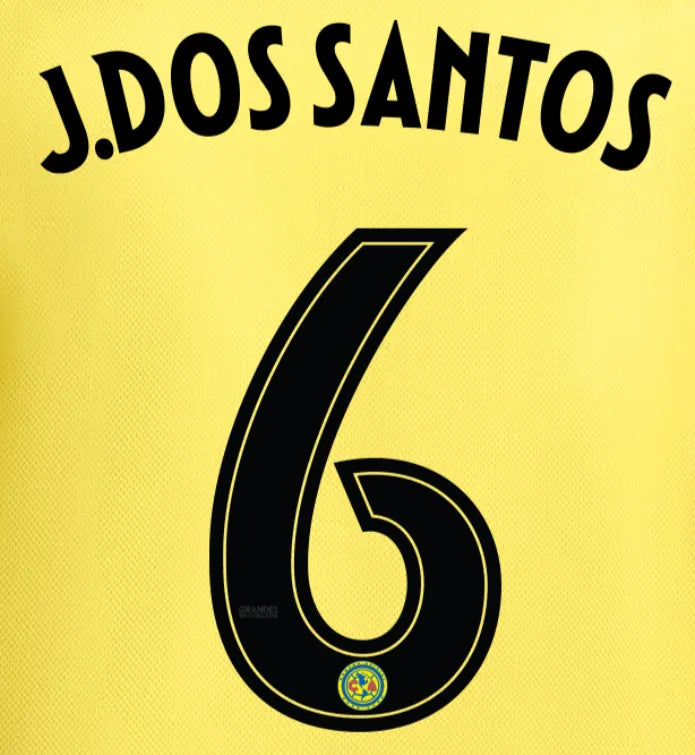 Club America 2025-26 Home J. DOS SANTOS #6 Official Name Set