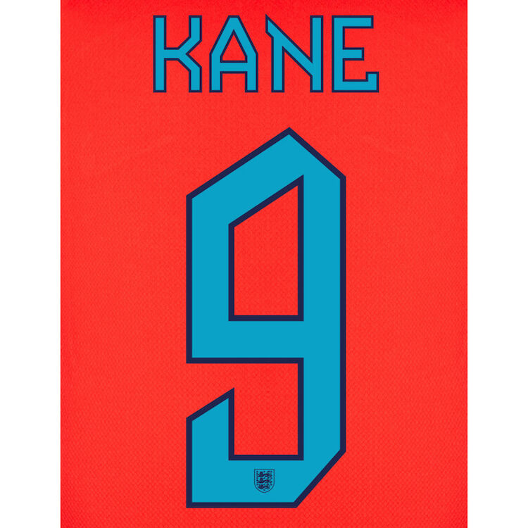 England 2022-23 Away Kane #9 Jersey Name Set (Back)