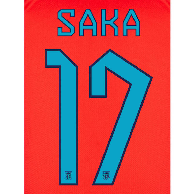 England 2022-23 Away Saka #17 Jersey Name Set (Back)