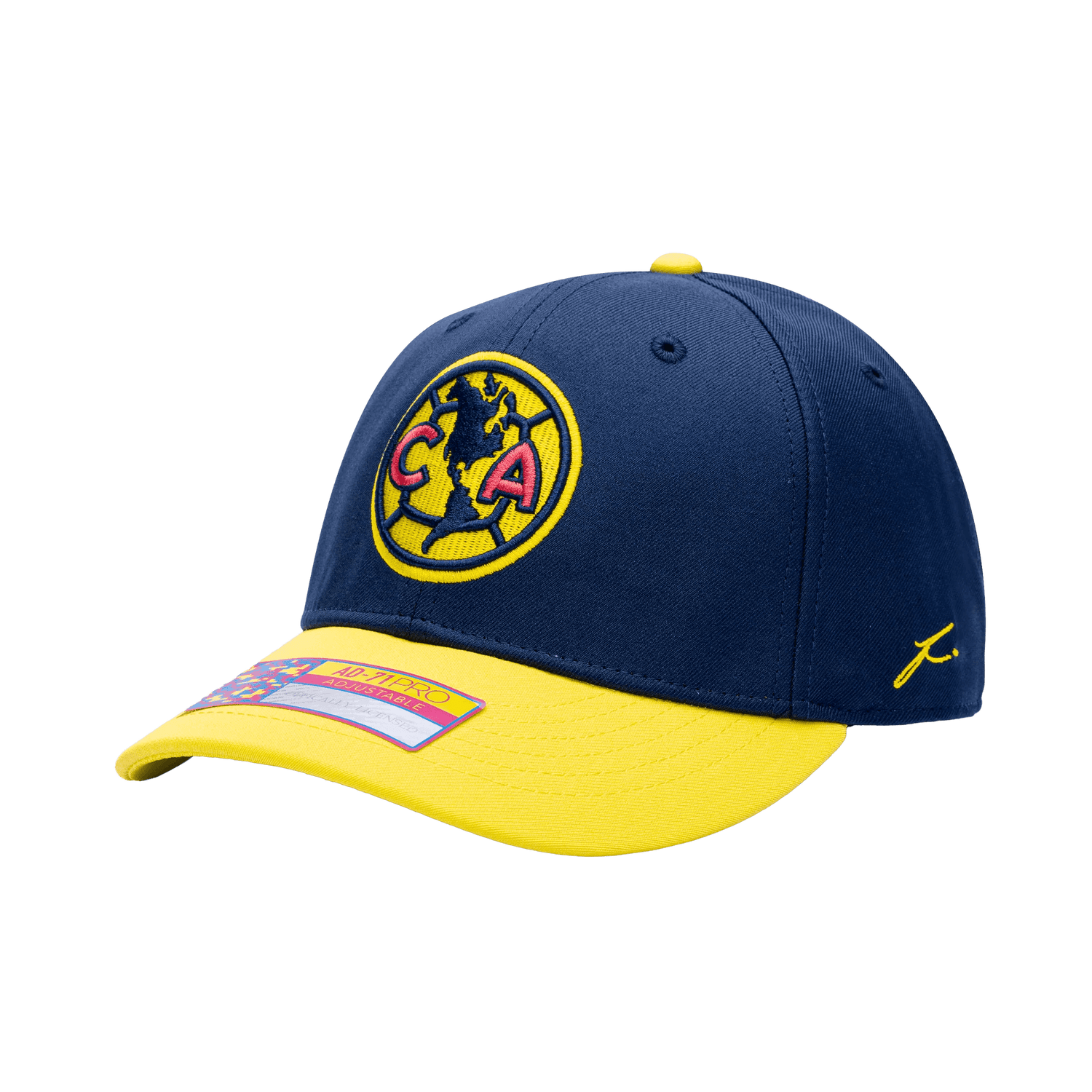 FI Collection Club America Bambo Classic Hat Navy/Yellow (Lateral - Side 1)