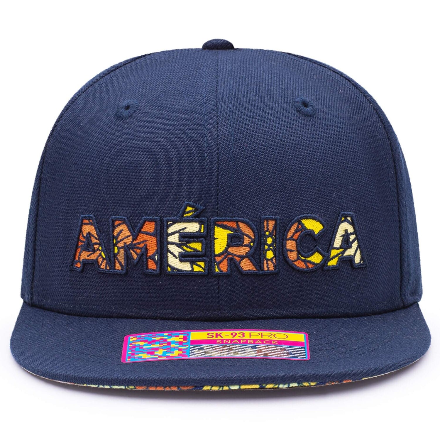 FI Collection Club America Day of the Dead Floral Snapback Hat - Navy (Front)