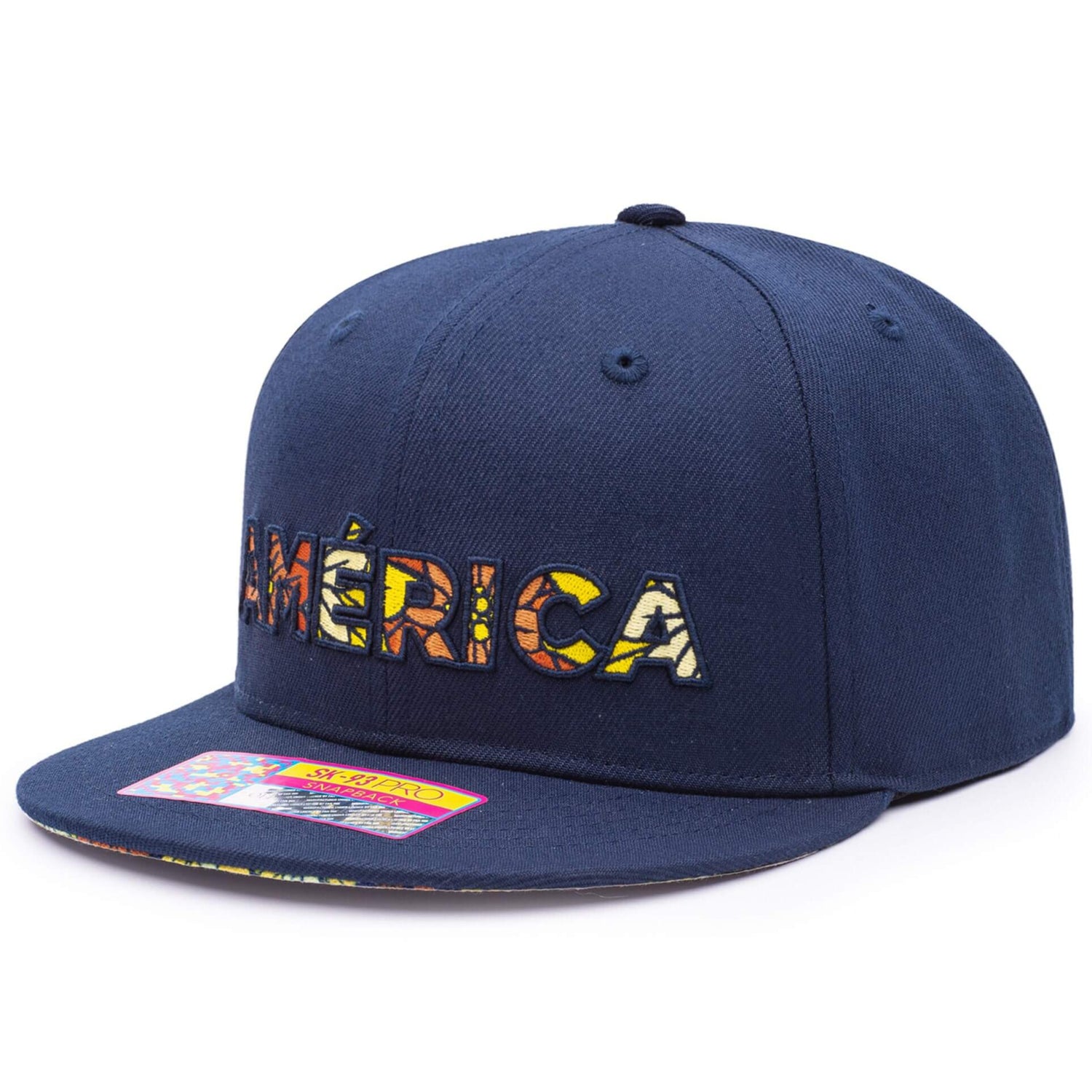 FI Collection Club America Day of the Dead Floral Snapback Hat - Navy (Lateral - Side 1)