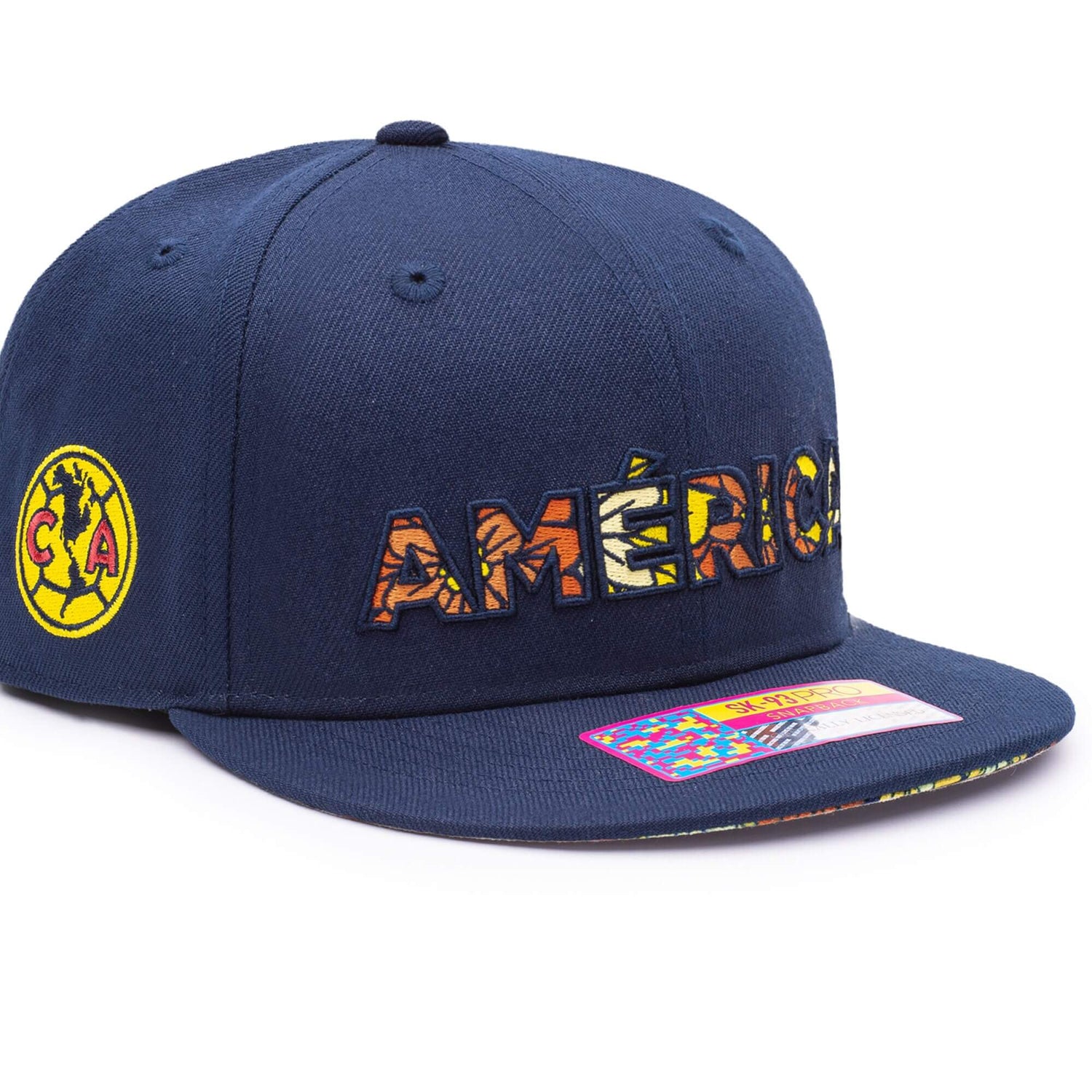 FI Collection Club America Day of the Dead Floral Snapback Hat - Navy (Lateral - Side 2)