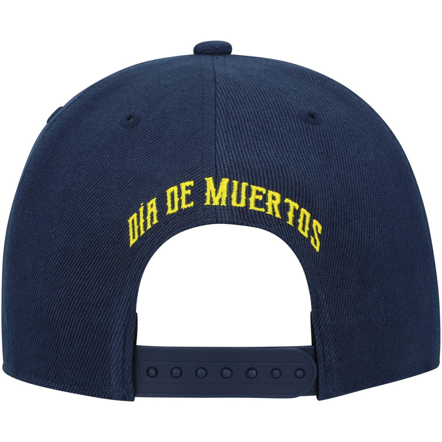 FI Collection Club America Day of the Dead Skull Snapback Hat - Navy-Blue (Back)