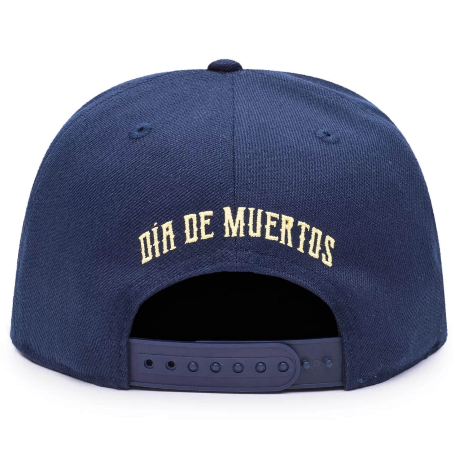 FI Collection Club America Day of the Dead Skull Snapback Hat -Navy-Yellow (Back)