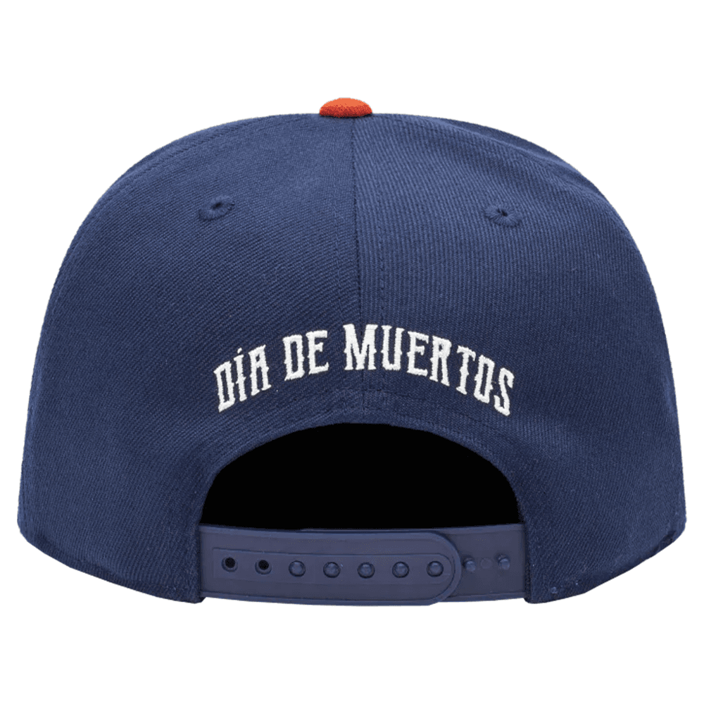 FI Collection Club America Day of the Dead Snapback Hat - Navy-Orange (Back)