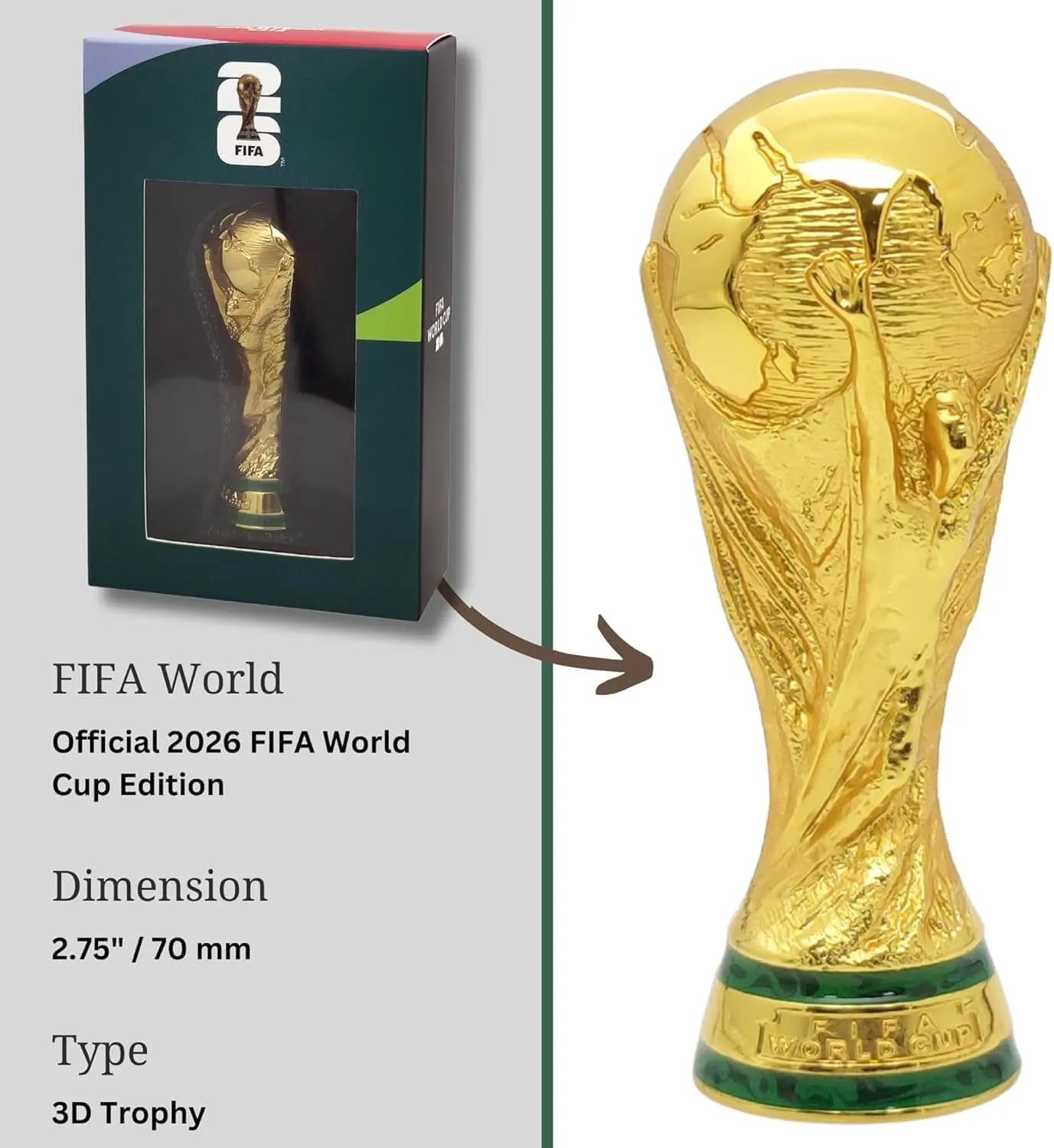 FIFA World Cup 3D 3-Inch Trophy Replica (Size)