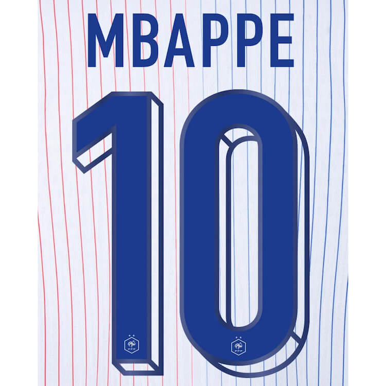 France 2024/25 Away Mbappe #10 Youth Jersey Name Set (Back)