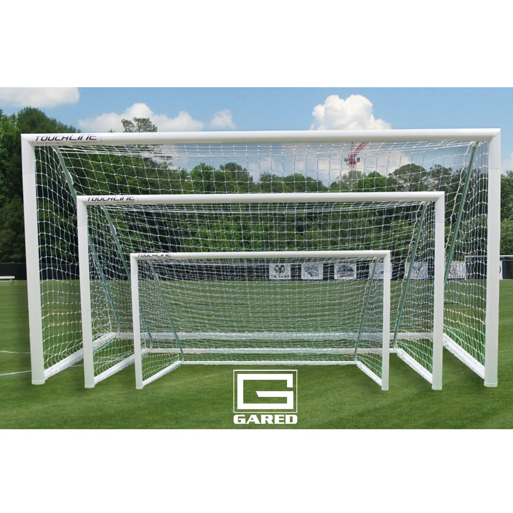 Gared Touchline® Striker Round-Frame Aluminum Soccer Goal, 6' x 12' (Front - Sizes)