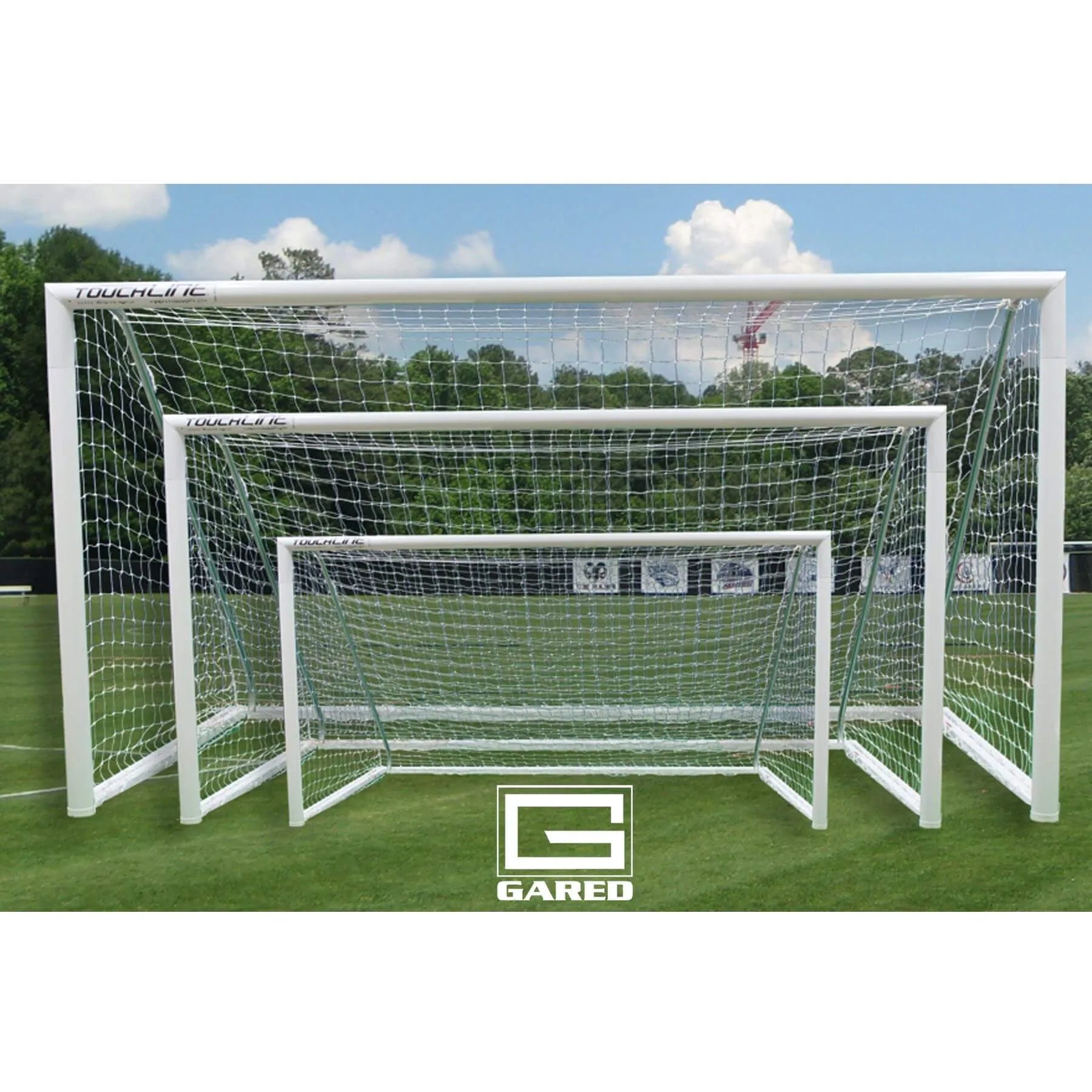 Gared Touchline® Striker Round-Frame Aluminum Soccer Goal, 7' x 21' (Front - Sizes)