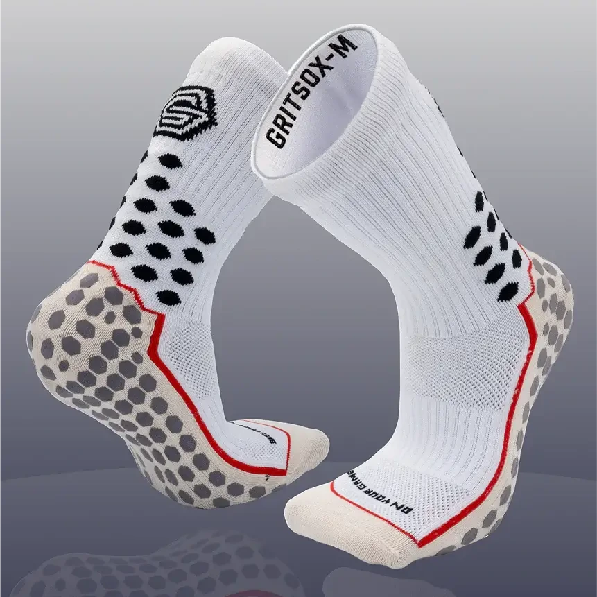 Gritsox Pro 3.0 Grip Socks White (Pair - Lateral)