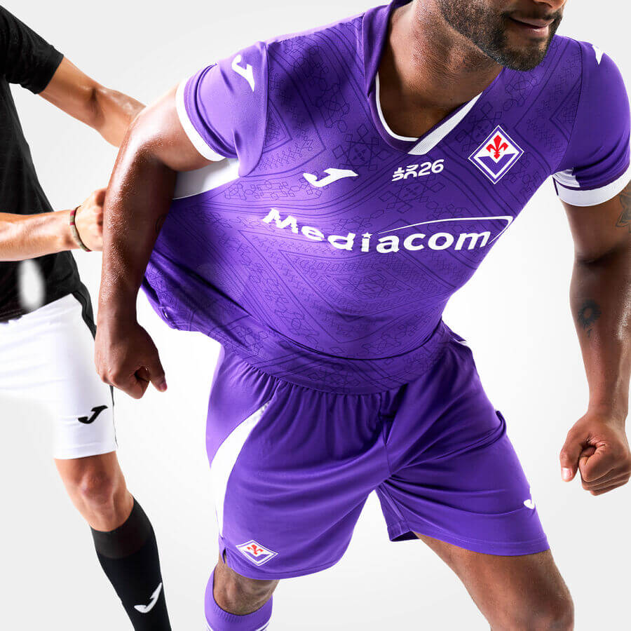 Joma 2026-27 Fiorentina Men's Authentic Home Soccer Jersey (Model - Side 1)