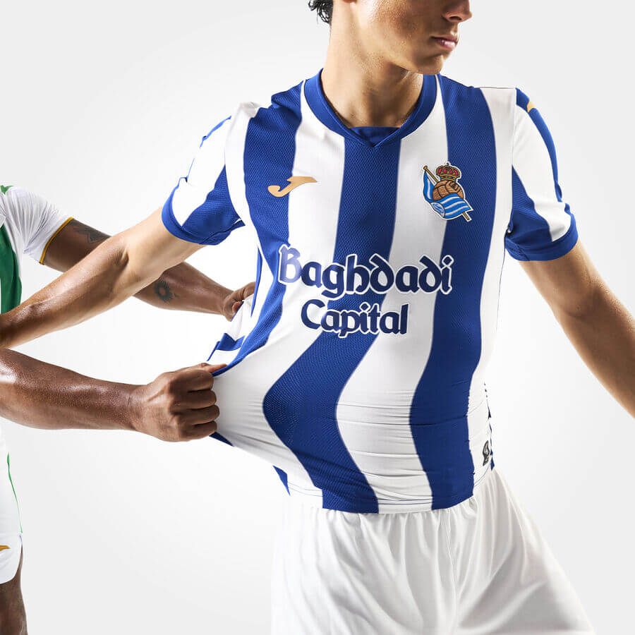 Joma 2026-27 Real Sociedad Men's Authentic Home Soccer Jersey (Model - Front 1)