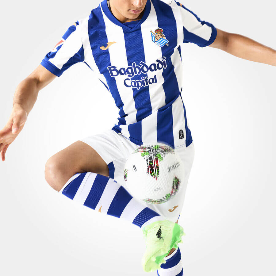 Joma 2026-27 Real Sociedad Men's Authentic Home Soccer Jersey (Model - Front 2)