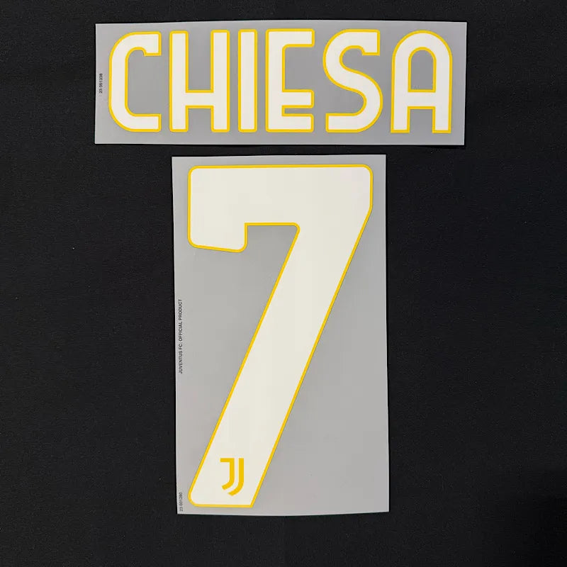 Juventus 2023-24 Home CHIESA #7 Youth Jersey Name Set