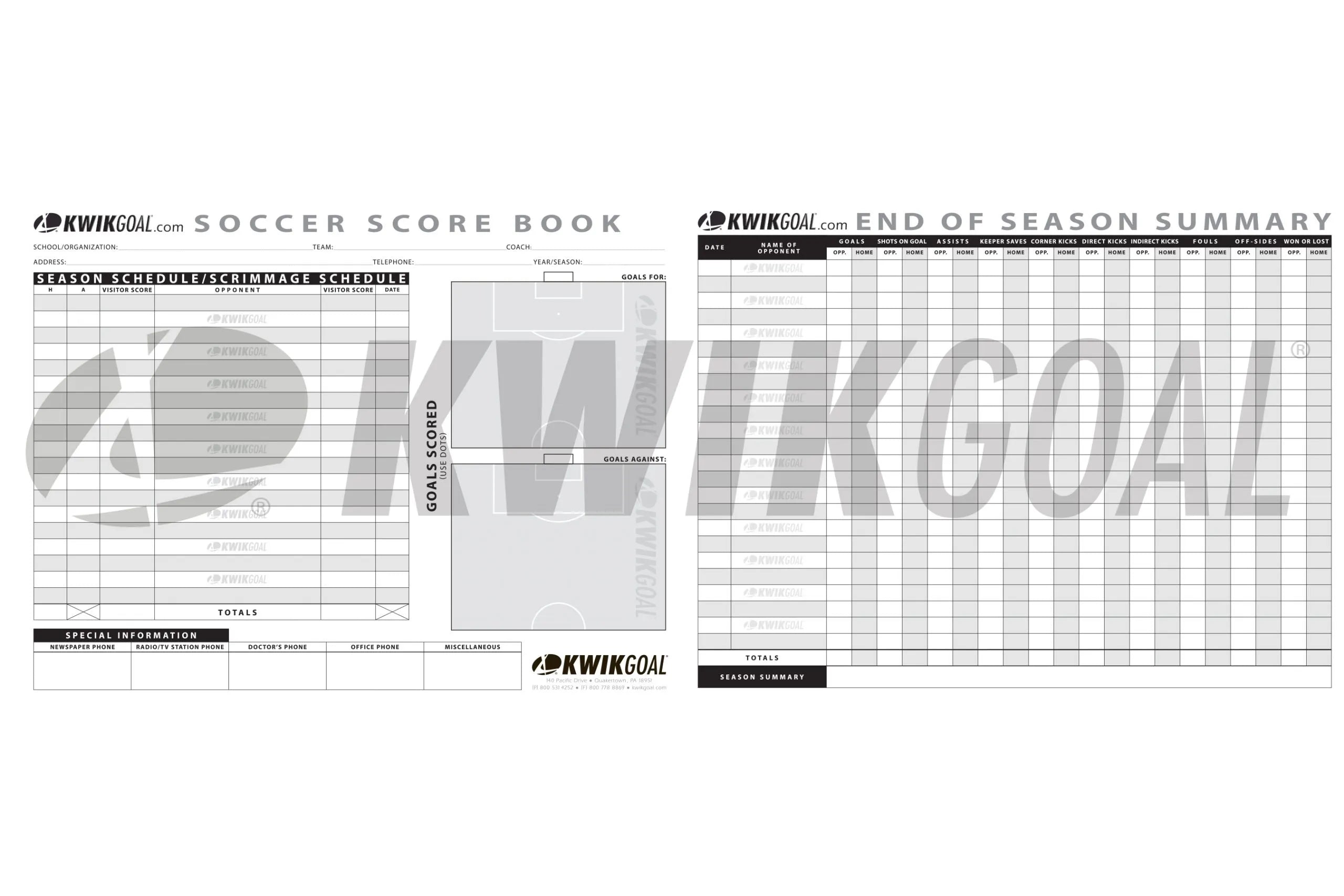 Kwik Goal Soccer Score Book (Sheets)