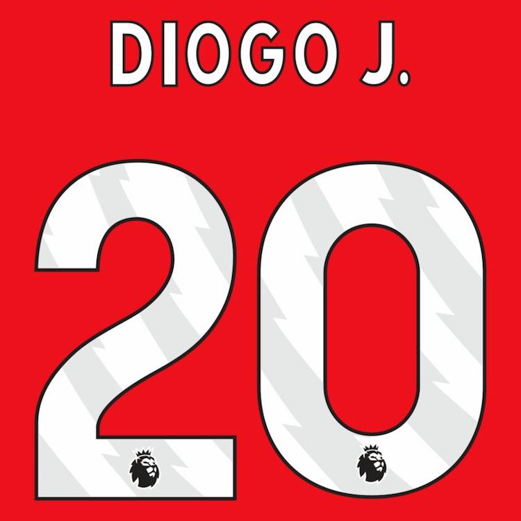 Liverpool 2023-Home Diogo J. #20 Jersey Name Set-White (Back)