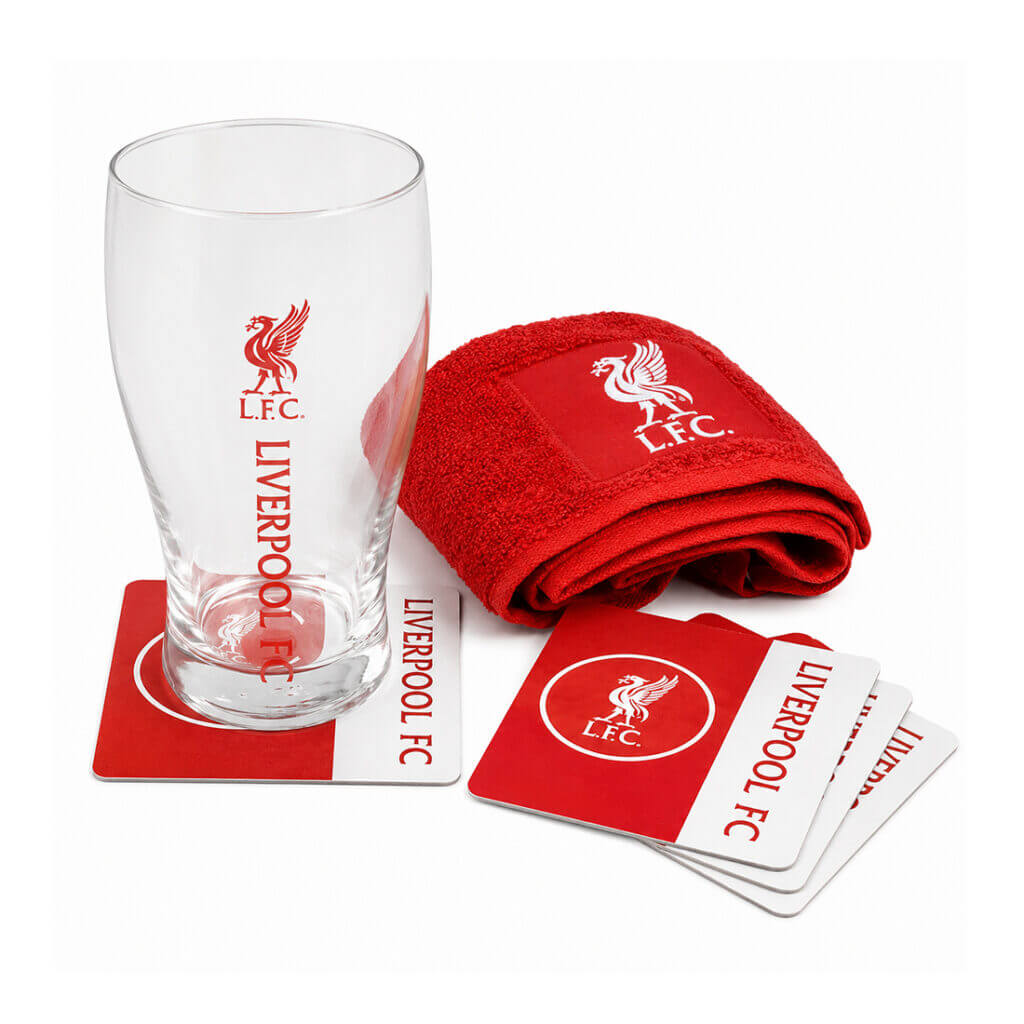 Liverpool Mini Bar Set (Pint Glass, Bar Towel, 4 Coasters) (Front)