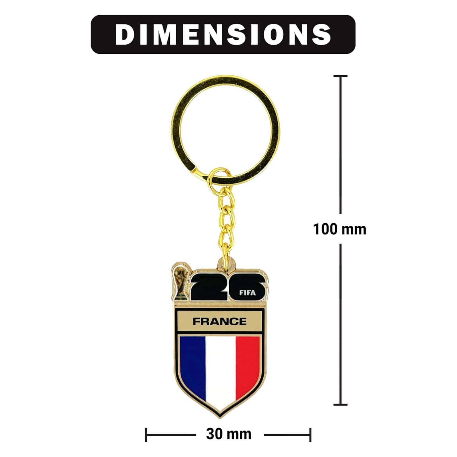 Logo Brands 2026 FIFA World Cup France Flag Keychain (Dimensions)