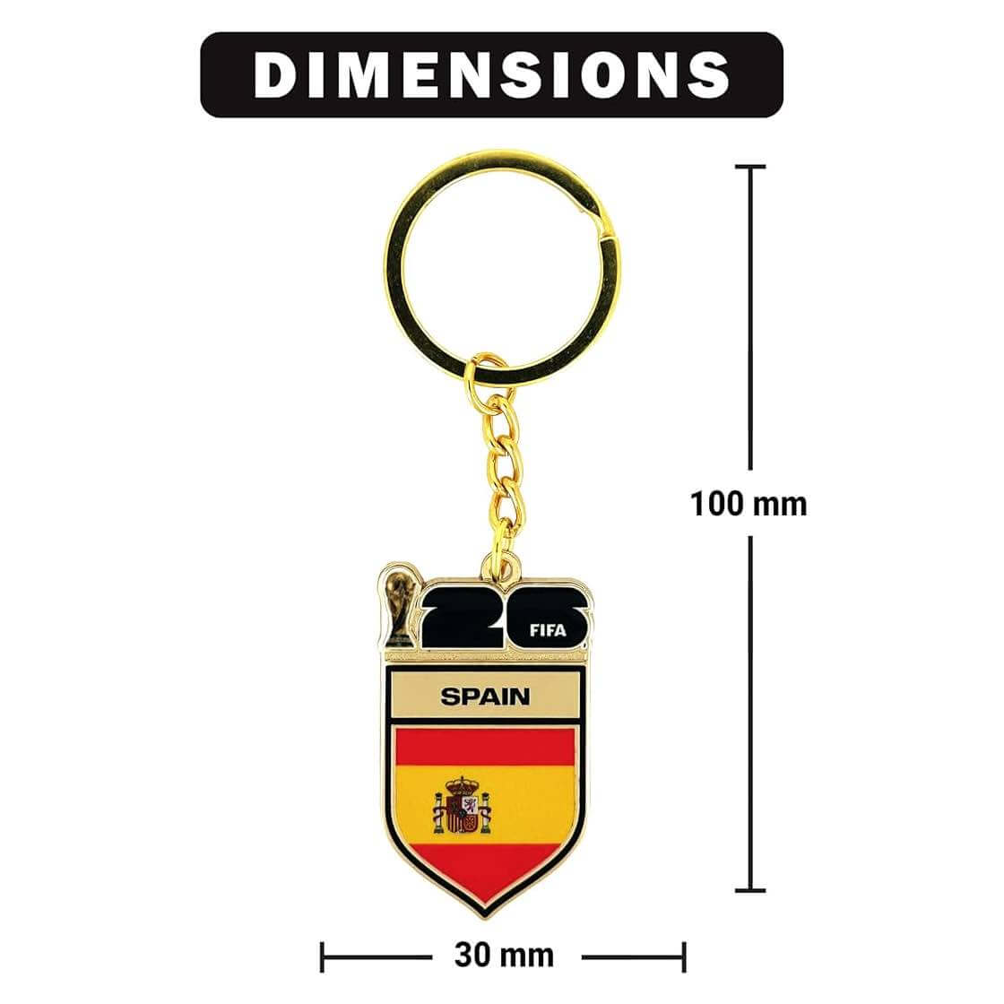 Logo Brands 2026 FIFA World Cup Spain Flag Keychain (Dimensions)