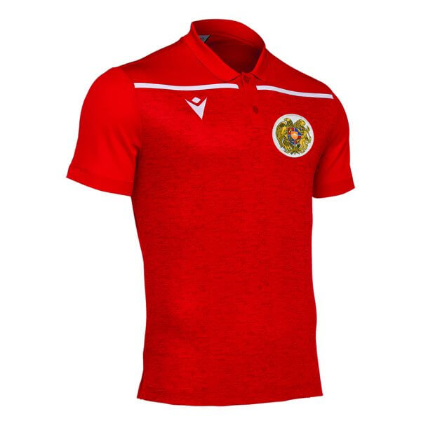 Macron 2022 Armenia Jumeirah Polo with Crest - Red (Lateral - Front)