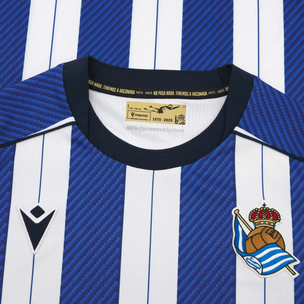 Macron 2025-26 Real Sociedad Men's Authentic Home Soccer Jersey (Detail 2)