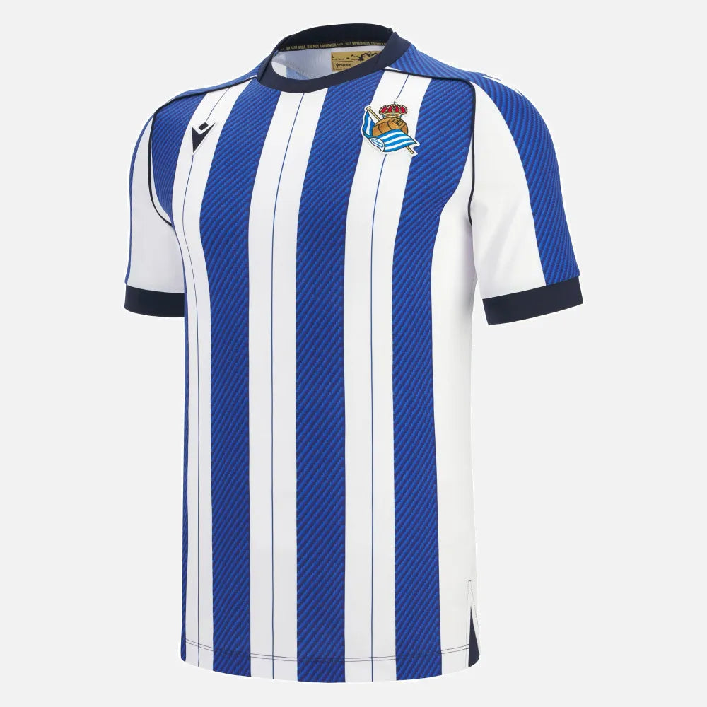 Macron 2025-26 Real Sociedad Men's Authentic Home Soccer Jersey (Front)
