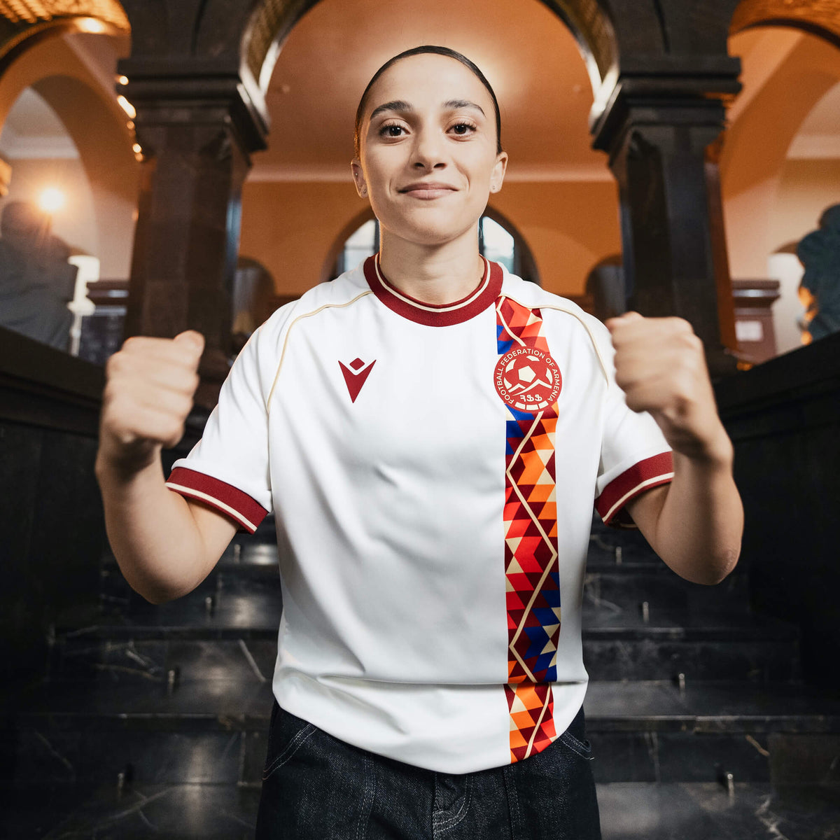 Macron 2026-27 Armenia Men's Authentic Away Soccer Jersey (Model - Front)