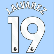 Manchester City 2023-Home J. Alvarez #19 Jersey Name Set-White