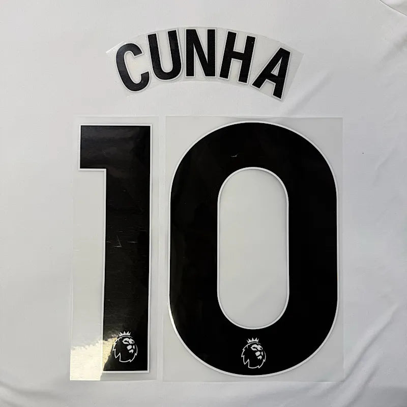 Manchester United 2025-Away CUNHA #10 Official Name Set-BLACK