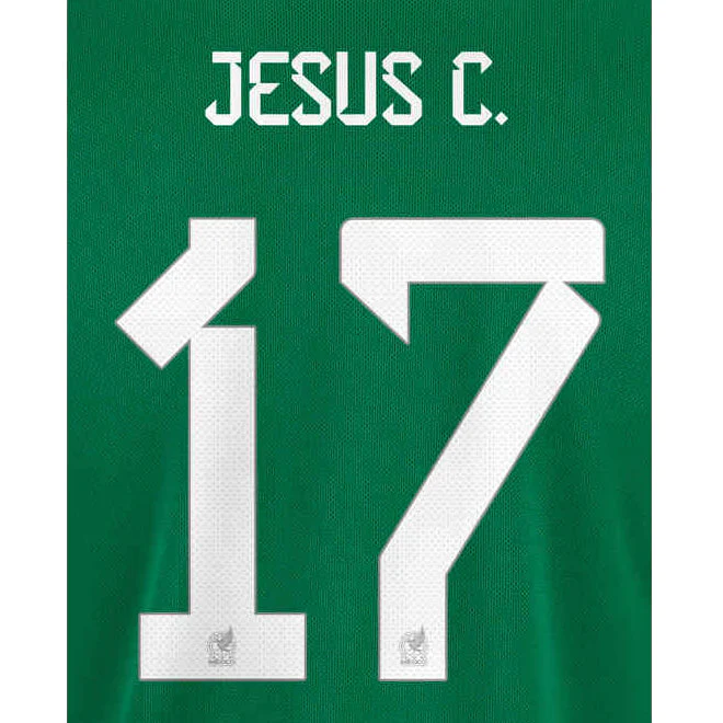 Mexico 2022-23 Home Jesus C. #17 Youth Jersey Name Set (Back)