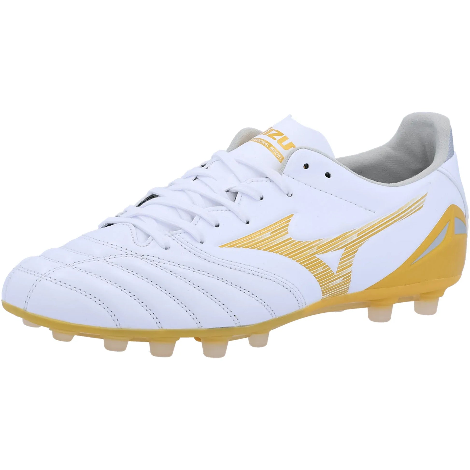 Mizuno Morelia Neo IV Pro Artificial Grass Soccer Cleats - Bright Gold Pack (SP26) (Lateral)