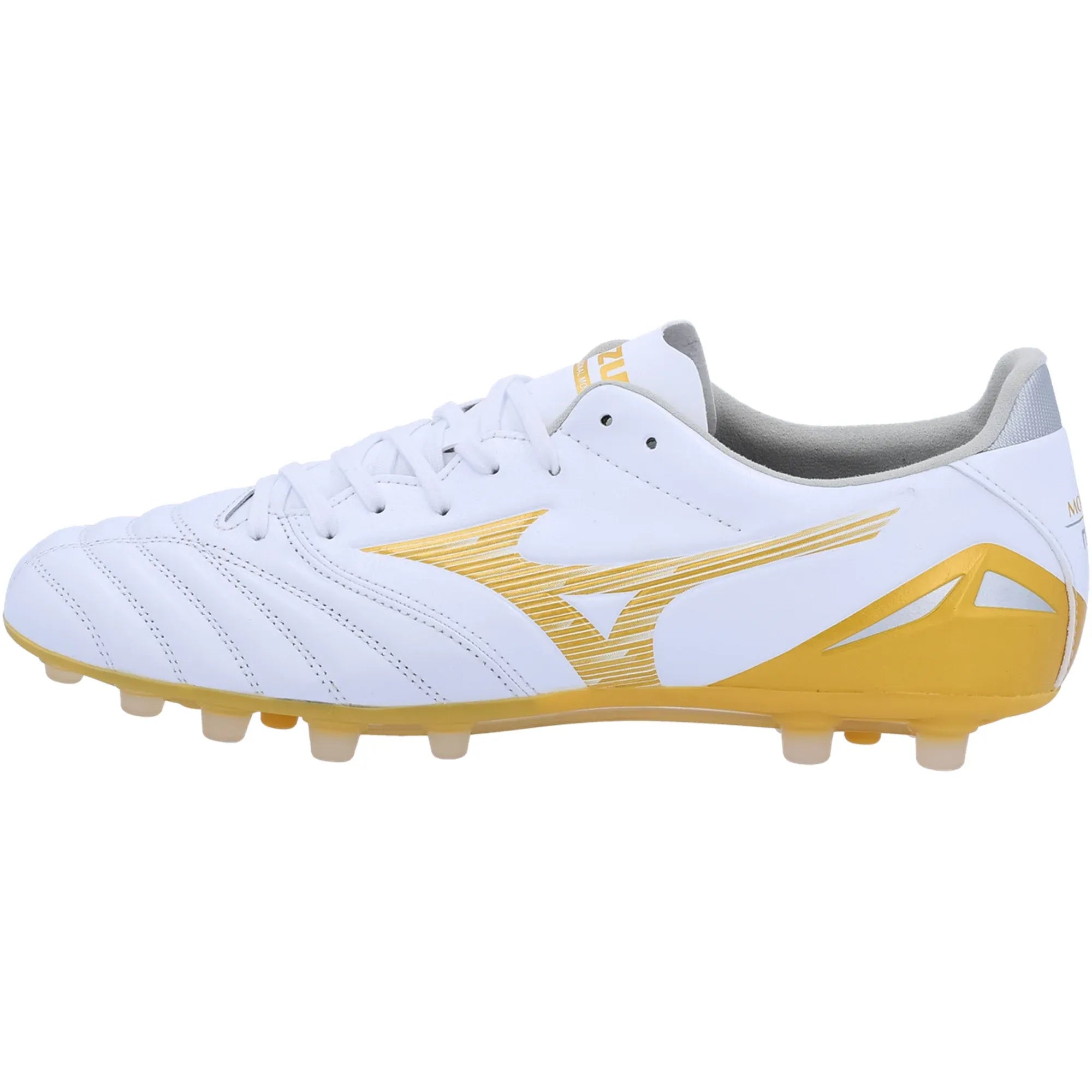 Mizuno Morelia Neo IV Pro Artificial Grass Soccer Cleats - Bright Gold Pack (SP26) (Side 1)