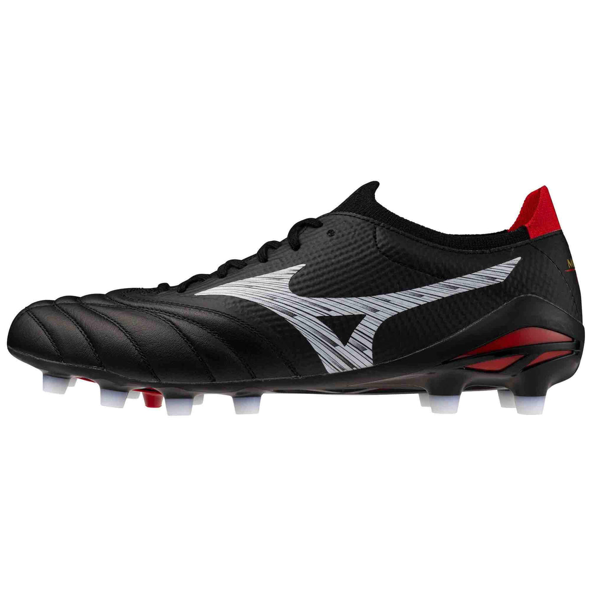 Mizuno Morelia Neo V Beta Elite Firm Ground Soccer Cleats Black-White (Side 1)